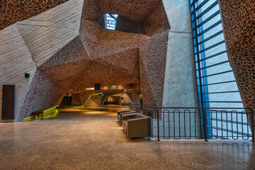 Modern architecture, Cultural and Congress Center, interior of the building, in Torun, Poland, Spanish architect Fernando Menis