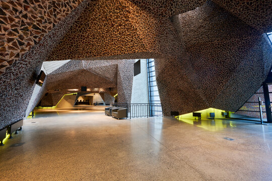 Modern architecture, Cultural and Congress Center, interior of the building, in Torun, Poland, Spanish architect Fernando Menis