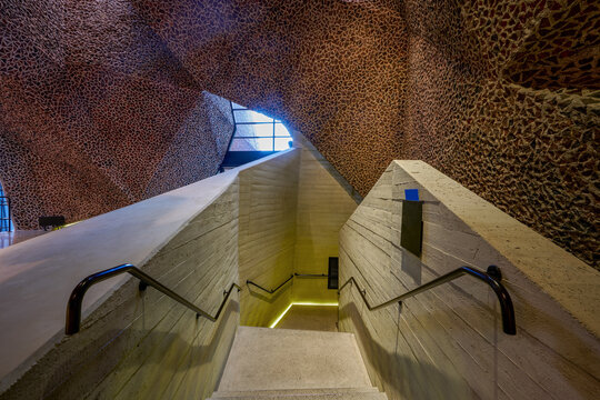 Modern architecture, Cultural and Congress Center, interior of the building, in Torun, Poland, Spanish architect Fernando Menis