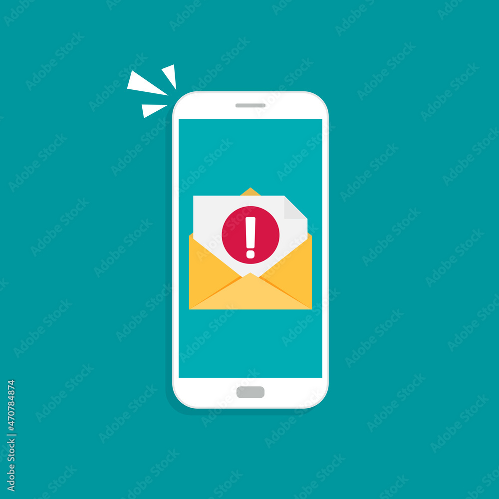 Poster new message on the smartphone screen with alert notification.