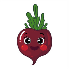 Cartoon vegetable. Cute beetroot character for kids Vector isolated food illustration - 470785003