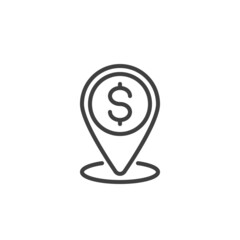 Money map marker line icon