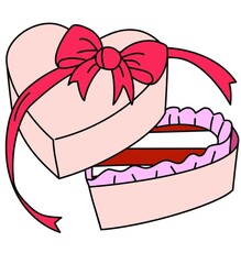 リボンのついた箱とチョコレートの素材