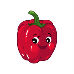 Cartoon vegetables. Cute character made of sweet pepper, paprika, bell pepper, for kids Vector Isolated food illustration - 470785245