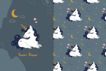 unicorn sweet dream pattern  © mazmatto