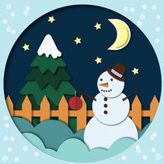 Winter card in cut paper style