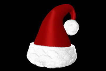 Santa Claus hat isolated on black background, 3d rendering