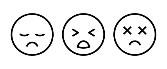 Pensive face line icon. Sad face with closed eyes. Disappointed, hurt or lonely emoticon. Facial expression button, vector, sign, symbol, logo, illustration, editable stroke, flat design style