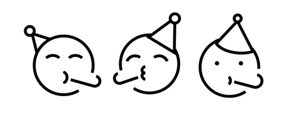 funny flat style party birthday face emoji