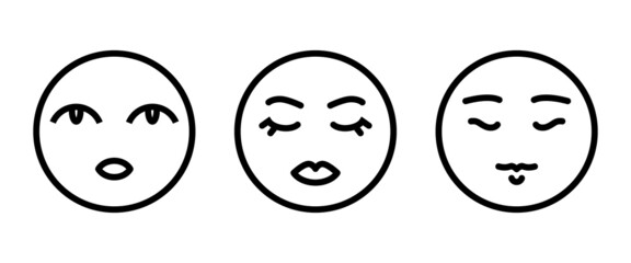 female face, woman front face avatar icon, Woman's profile emoji