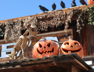 halloween pumpkin on the roof