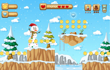 Game Template Snow Falling Scene
