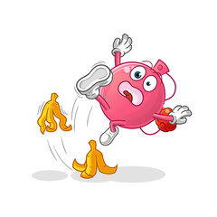 perfume slipped on banana. cartoon mascot vector