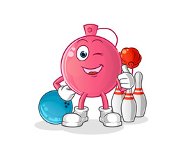 perfume play bowling illustration. character vector