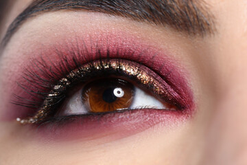 Beautiful makeup on young woman brown eye, model for makeup tutorial