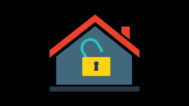 2d Animated Security Locked House,house icon, real estate concept icon, Creative house rent house icon for web design, templates, infographics, and more.