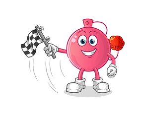 perfume hold finish flag. cartoon mascot vector