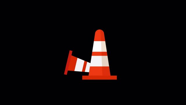 2d Animated traffic cone sign Icon created in flat icon style. Street or road signboard. traffic icons or signs