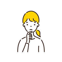 Woman thinking. Money worries and life worries.