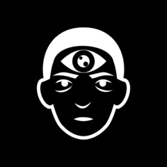 Third eye icon isolated on dark background