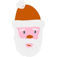 Obraz na płótnie Canvas Santa claus head flat icon cute face vector