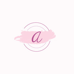 Initial letter alphabet A watercolor logo icon, Feminine signature luxury logo design template Vector