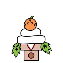 みかんに寅の絵を描いた鏡餅