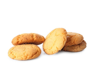 Delicious homemade cookies on white background