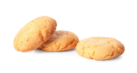 Delicious homemade cookies on white background
