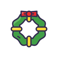 Christmas wreath filled style icon. vector illustration for graphic design, website, app