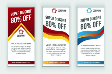 Rollup or standing x-banner template super special offer sale discount set