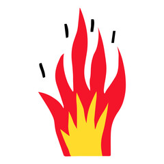 vector isolated sticker - vibrant fire. Flame tattoo 80s template in flat style
