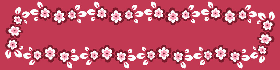 Illustration on a sheet of 4x1 format - stylized flowers with leaves - graphics. Banner for text, gift