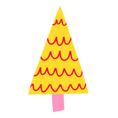 vector isolated sticker - red triangle tree. Scandinavian minimalistic element for christmas and new year
