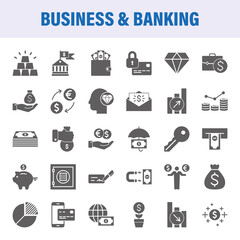 Fototapeta premium Business And Banking Icon Set. Flat Icons.