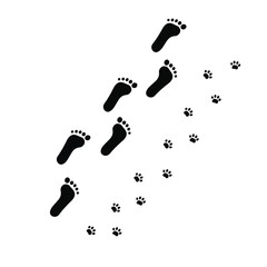 dog and human vector footprint 