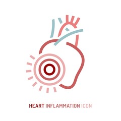 Heart inflammation, pain, angriness sign. Editable vector illustration