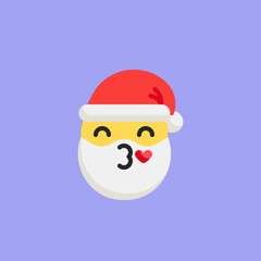 Santa Face Blowing a Kiss emoticon flat icon