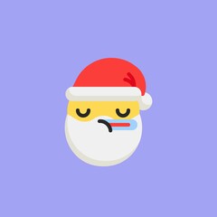 Santa Face with Thermometer flat icon