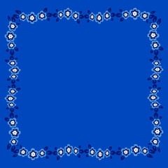 Frame of flowers on a square background stylized flowers and leaves - graphics. Scarf, tile, square