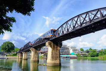 Fototapeta na wymiar River Kwai Bridge, History line railway world war 2 of Kanchanaburi, Thailand