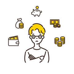 Man thinking. Money worries.