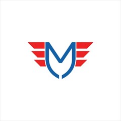 initials m logo vector template wings