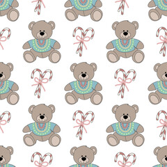 Seamless Christmas pattern with bears
