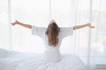 woman relax time on the bed in morning