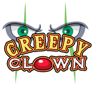 Scary clown eyes with Creepy Clown word logo