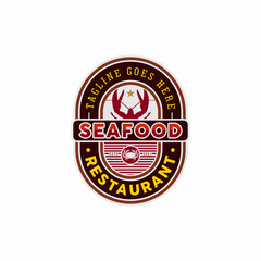 Vintage Retro Seafood Restaurant Logo, Restaurant Label With Lobster And Crab Icon Design Inspiration