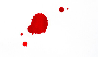 Blood splatters. Red blots of watercolor Realistic bloody splatters for Halloween Drop of blood...