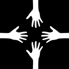 Hands of teamwork icon isolated on dark background