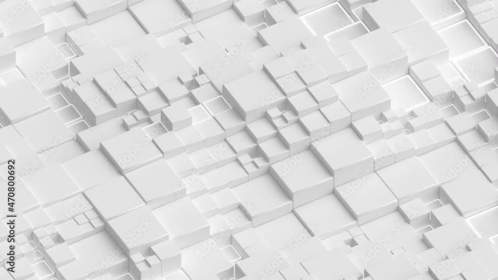 Poster white cubes surface. clean corporate background. seamless loop 3d render animation